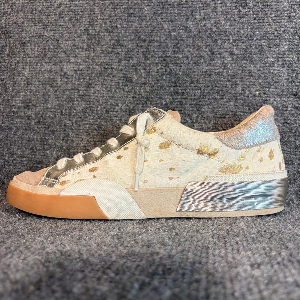 Dolce Vita Gold Metallic Calf Hair Leather Lace Up Sneakers Size 8.5 Low Top